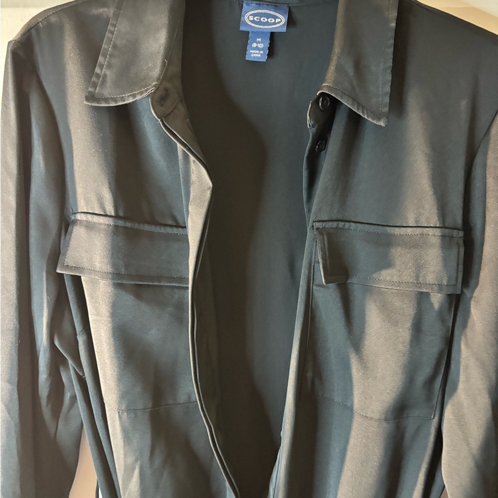 Scoop Black Utility Jumpsuit with Chest Pockets